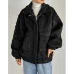 ブルゾン アウター ウール混シャギーオーバーサイズフライトジャケット レディース