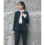セットアップ ノーカラーペプラムジャケット＆スラックスパンツセットアップスーツ レディース