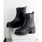 ブーツ 軽量厚底 7.5cmチャンキーヒール トラックソールブーツ レディース