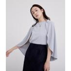 ブラウス シャツ クルーネックケープブラウス レディース