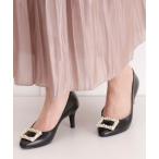 パンプス パールビジューバックルパンプス