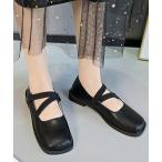 パンプス クロスストラップフラットシューズ