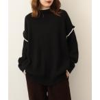 ニット セーター atONE ハイネック配色ボリュームニット レディース