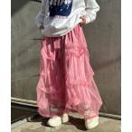 スカート タックラメチュールボリュームスカート