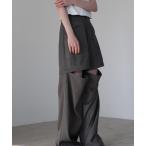 パンツ スリーウェイ ストライプ パンツ ストレート ハーフパンツ アシンメトリー レディース
