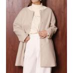 ノーカラーコート コート ノーカラーミドル丈コート レディース