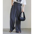 スラックス パンツ ウエストデザインベルトワイドパンツ レディース