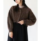 カーディガン モヘアリーニット クルーネックカーディガン レディース