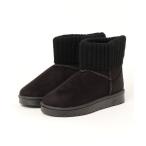 ブーツ リブニット切替ムートン風ブーツ レディース