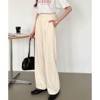  слаксы брюки on . off . чистый .. tuck брюки задний резина Semi-wide слаксы брюки офис oke- John женский 