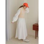 ワンピース バックレースアップニットセットワンピース