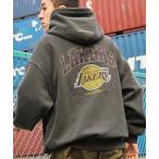 パーカー NBA/エヌビーエー 別注 ロゴ刺繍/プリント ピグメント加工ビッグシルエットプルオーバーパーカー メンズ レディース