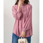 ブラウス シャツ リブ切替ドレープデザインブラウス レディース