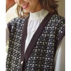 ショッピングベルーナ ニット セーター ツイード調ニット素材Ｖネックデザインジレ レディース