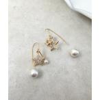 ピアス 星フックパールキャッチピアス レディース