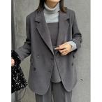 ジャケット テーラードジャケット 微起毛ツイルダブルテーラードジャケット レディース