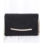 クラッチバッグ パーティーバッグ メタリックバー付き スクエア タック クラッチ バッグ レディース