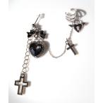 ピアス イヤーカフ付ハート十字架ピアス レディース