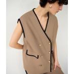 ショッピングジレ ベスト ジレ バイカラーニットベスト レディース
