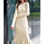 ショッピングニットワンピ ワンピース ニットワンピース マーメイドフリルワンピ