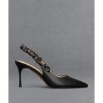 パンプス レザー ルーシュドプリントスリングバックパンプス