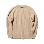 セーター ニット 5ゲージ ケーブル クルーネック メンズ