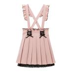 スカート サス付フリルレースアッププリーツスカート