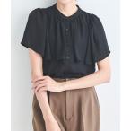 ブラウス シャツ 「オフィスカジュアル/フォーマル/セレモニー」ケープフレアブラウス 半袖 「手洗い可能」 レディース