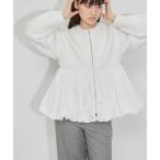 カーディガン 「サステナブル」ダンボールタフタペプラムカーディガン レディース