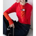 tシャツ シアーリブ配色スリーブプルオーバー/インナー レディース