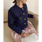 カーディガン 「手洗い可能」フワシャギークルーネックニットジャケット レディース