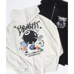 パーカー メンズ Foam Print Sweat Hoodie/発泡バックプリント オーバーサイズ 裏毛 スウェット フーディー フルジップパーカー