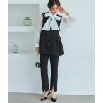 セットアップ パールボタンジレ&スリムストレートパンツ2点セットアップ レディース