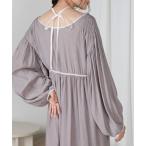 ワンピース 「低身長向けサイズあり」袖ボリュームパイピングワンピース