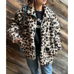 ジャケット ブルゾン 配色ZIPレオパード柄ボアジャケット レディース メンズ