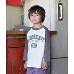 tシャツ 「型崩れしないやわらかコットン」ヴィンテージ風プリントラグランTシャツ キッズ 子供服 男の子 女の子