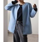 ノーカラーコート コート Fウール×キルト２WAYコート レディース