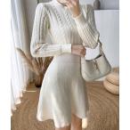 ワンピース ケーブル編みニットワンピース