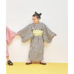 浴衣 サッカーギンガム浴衣 キッズ 子供 女の子