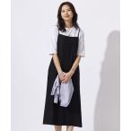 ワンピース 「洗える・UVカット・接触冷感」ストレッチバックサテン キャミワンピース
