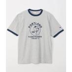 tシャツ Tシャツ メンズ 「Champion/チャンピオン」プリント リンガーTシャツ ダメージ加工 ロゴ