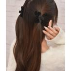 ヘアクリップ 「float」ベロア リボ�