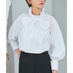 ショッピング体型カバー ブラウス シャツ 洗える ｜ 「ドレスアップデコルテ　ブラウスシリーズ」クラシカル・2wayフリルブラウス（ボウタイ付き） ｜ 長袖 ハイネック フリ