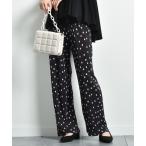 パンツ モノトーン柄プリントプリーツパンツ レディース