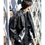 革ジャン ライダース フェイクレザー合皮ブルゾンジャケット/ビッグシルエットPUジップアップブルゾン メンズ レディース メンズ レディース