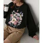 tシャツ ヴィンテージフラワープリントオーバーロンTEE レディース