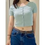 tシャツ リブクロップTシャツ(カーディガン) レディース