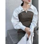 ワンピース シャツドッキングエンボスワンピース