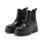 長靴 レインブーツ エナメル風 サイドゴア 厚底 ショート レインブーツ レディース