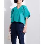 ブラウス シャツ コットンリネンタックボリュームスリーブブラウス レディース